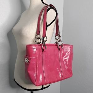 Coach East West Gallery Pink Tote Chain Strap Bag